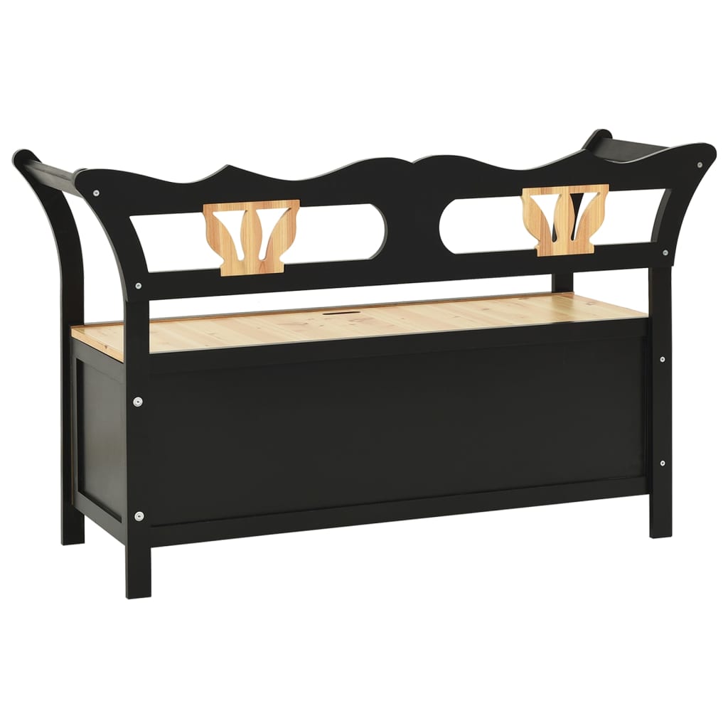 Panca Nera 107x45x75,5 cm Legno Massello di Abete | homemem39