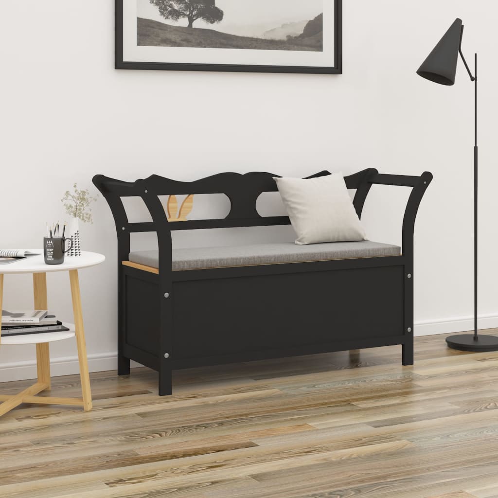Panca Nera 107x45x75,5 cm Legno Massello di Abete | homemem39
