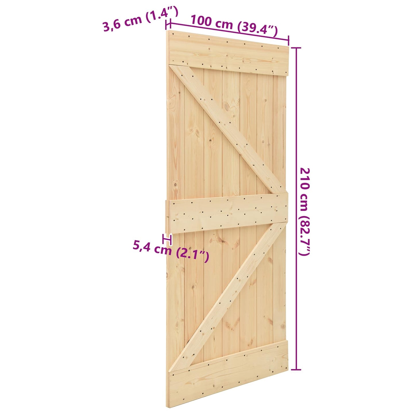 Porta NARVIK Naturale 100 x 210 cm Legno di pino solido | homemem39