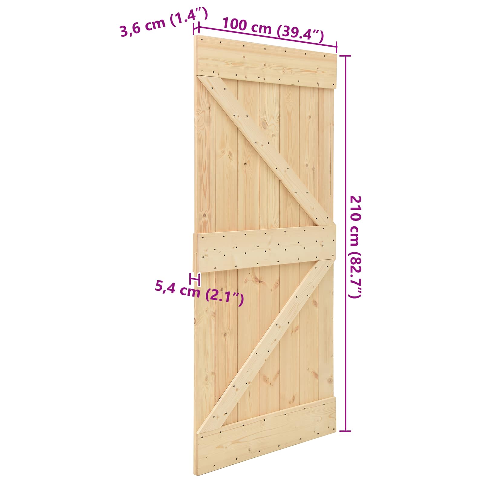 Porta NARVIK Naturale 100 x 210 cm Legno di pino solido | homemem39