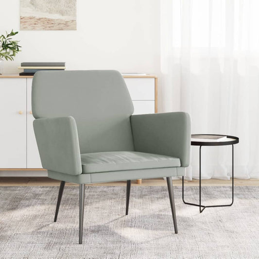 Poltrona Grigio Chiaro 62x79x79 cm Velluto - homemem39