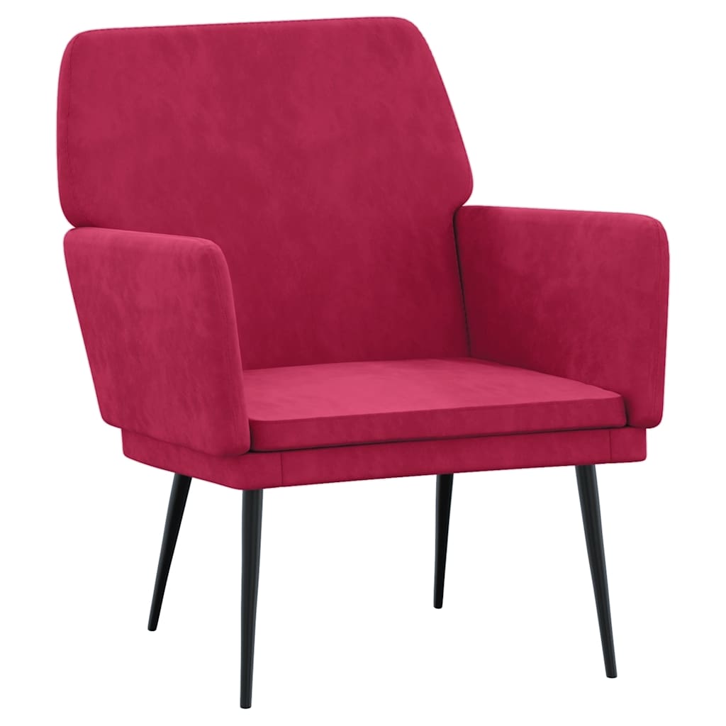 Poltrona Rosso Vino 62x79x79 cm Velluto