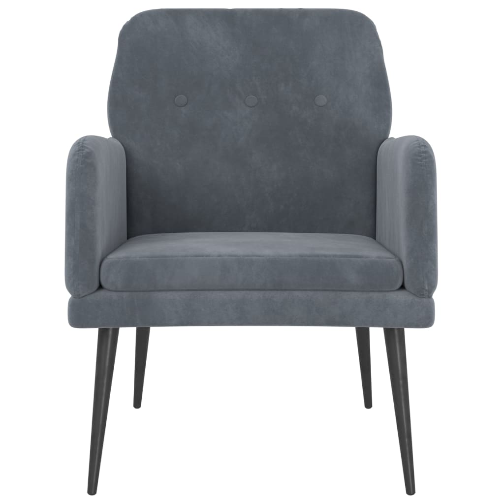 Poltrona Grigio Scuro 62x79x79 cm Velluto - homemem39
