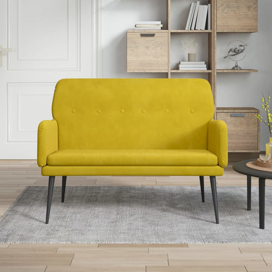 Panca Gialla 108x79x79 cm in Velluto - homemem39