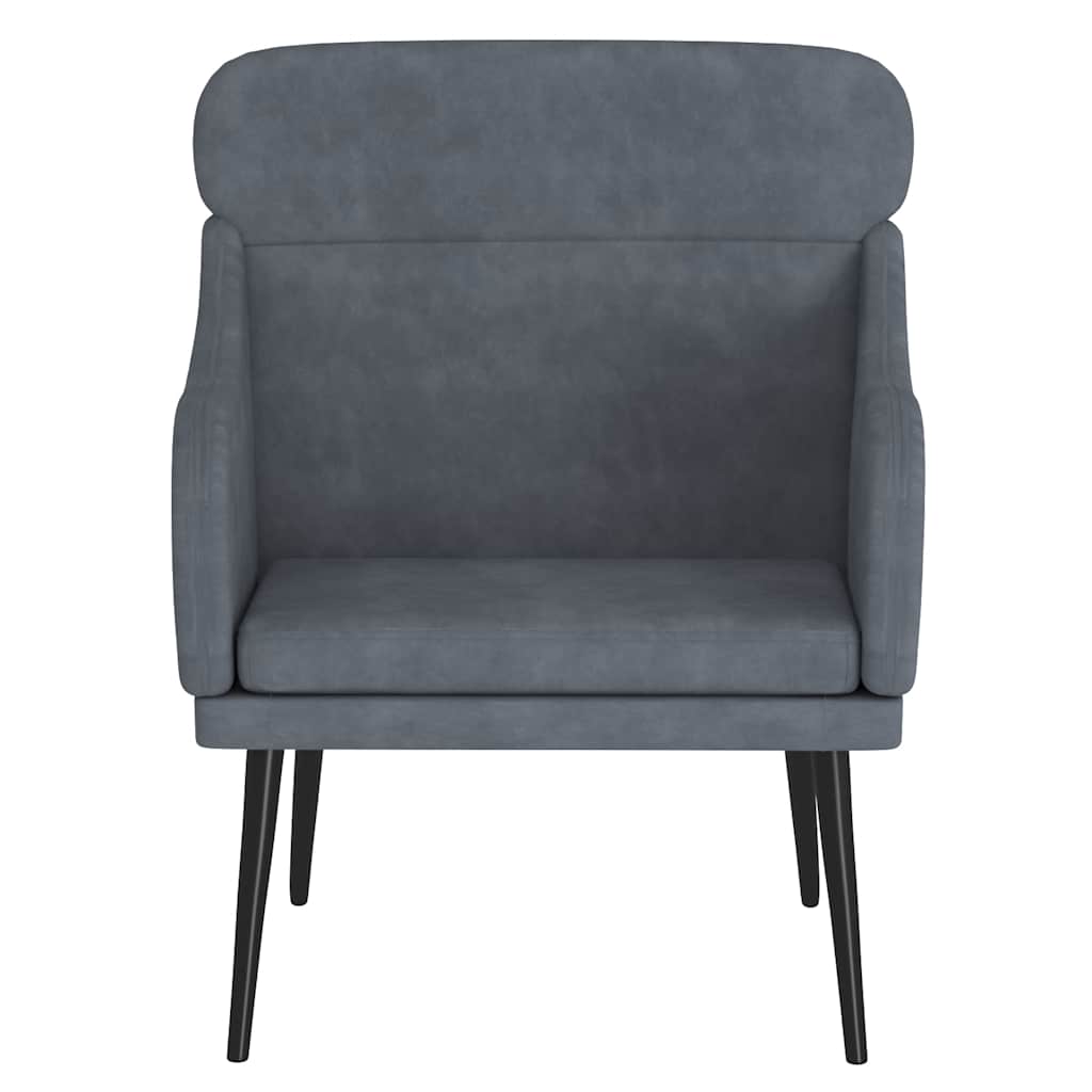 Poltrona Grigio Scuro 63x76x80 cm Velluto - homemem39
