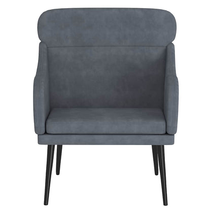 Poltrona Grigio Scuro 63x76x80 cm Velluto - homemem39
