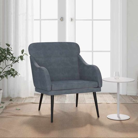 Poltrona Grigio Scuro 63x76x80 cm Velluto - homemem39