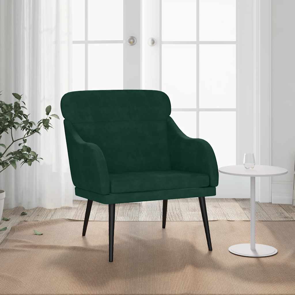 Poltrona Verde Scuro 63x76x80 cm Velluto | homemem39