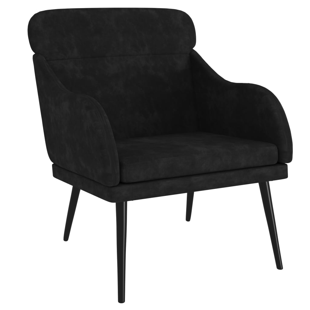Poltrona Nera 63x76x80 cm Velluto | homemem39