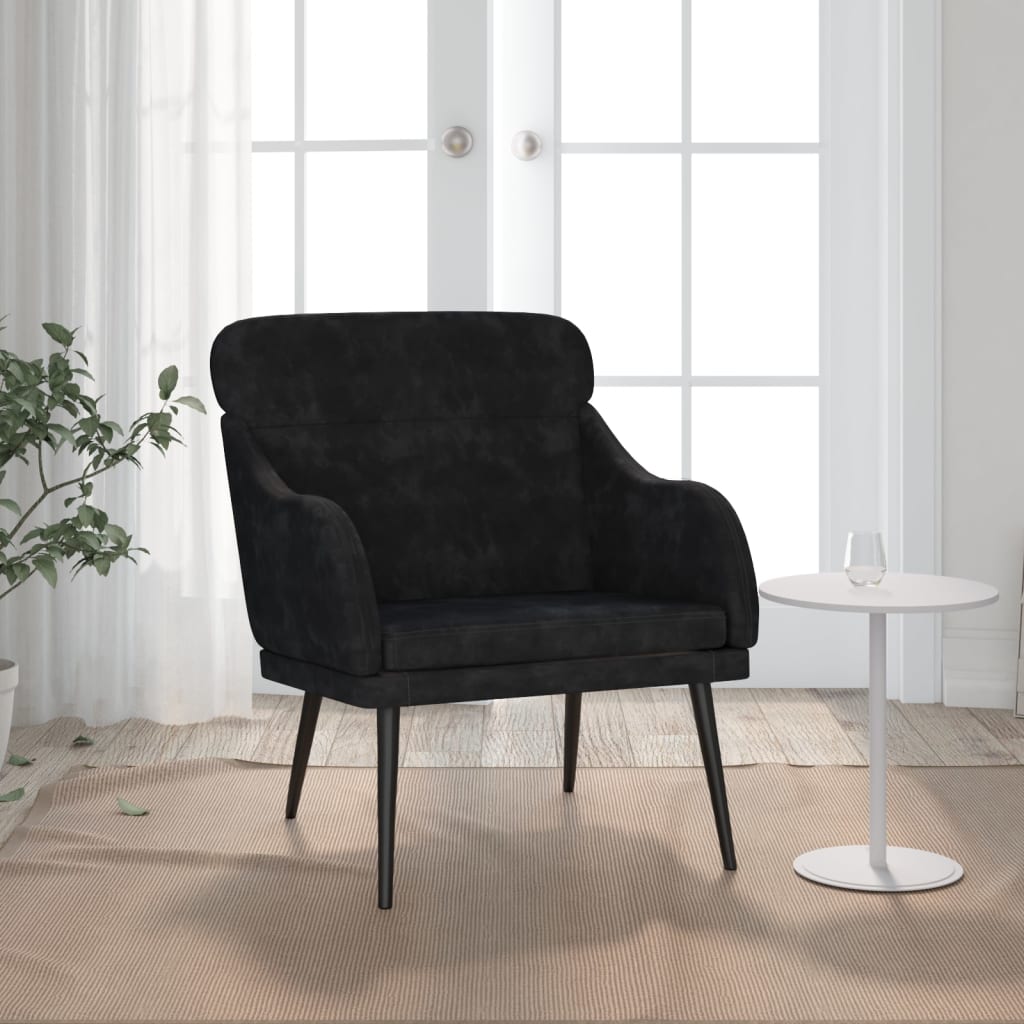 Poltrona Nera 63x76x80 cm Velluto - homemem39