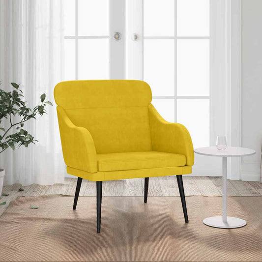 Poltrona Gialla 63x76x80 cm Velluto | homemem39
