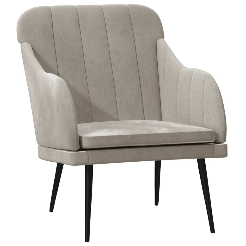 Poltrona Grigio Chiaro 63x76x80 cm Velluto | homemem39