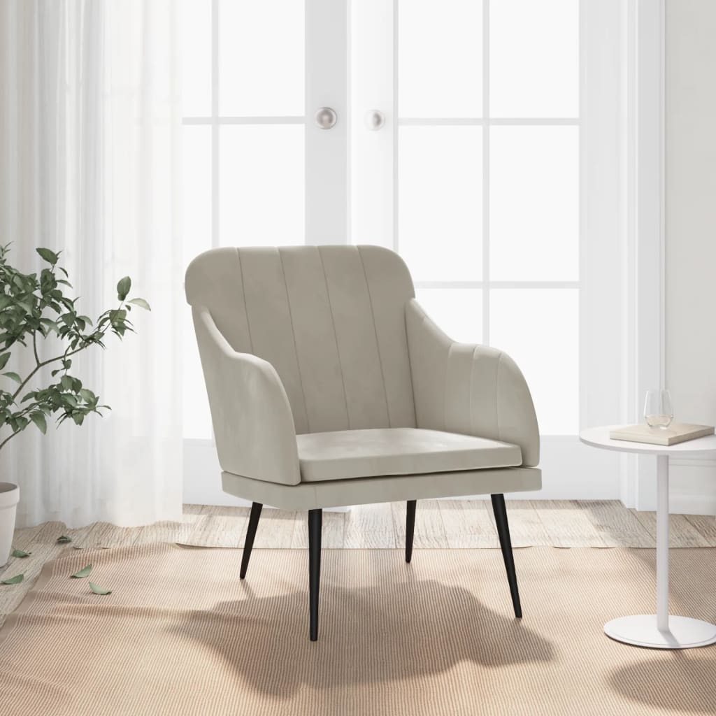 Poltrona Grigio Chiaro 63x76x80 cm Velluto | homemem39