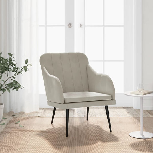 Poltrona Grigio Chiaro 63x76x80 cm Velluto | homemem39