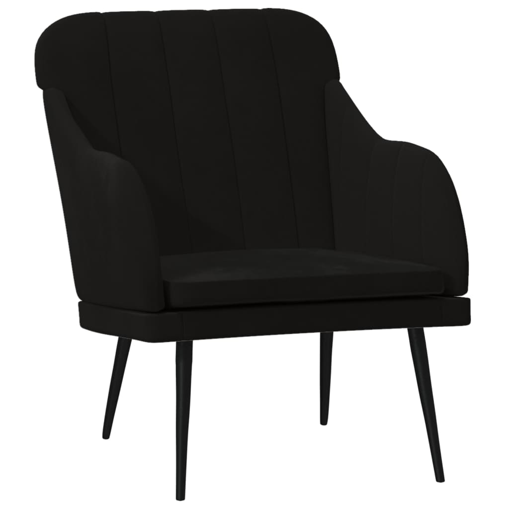 Poltrona Nera 63x76x80 cm Velluto | homemem39