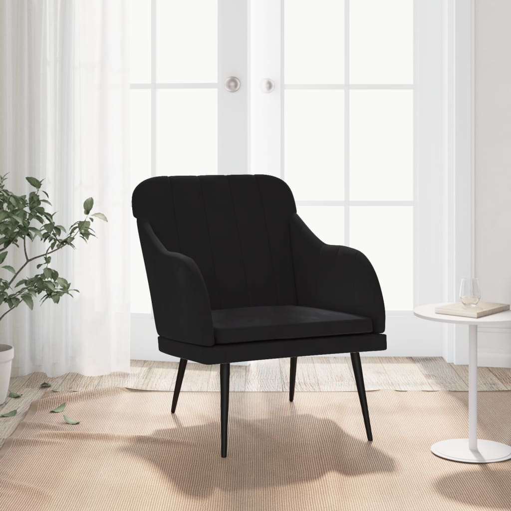 Poltrona Nera 63x76x80 cm Velluto | homemem39