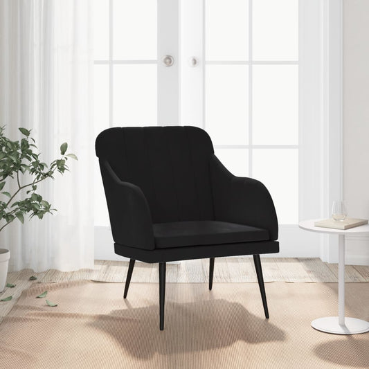 Poltrona Nera 63x76x80 cm Velluto | homemem39