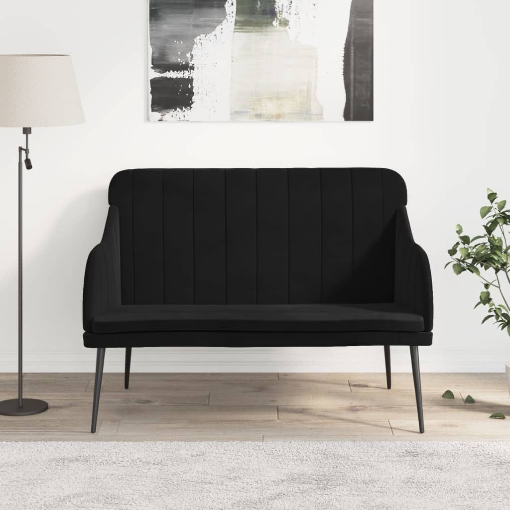 Panca Nera 110x76x80 cm in Velluto - homemem39