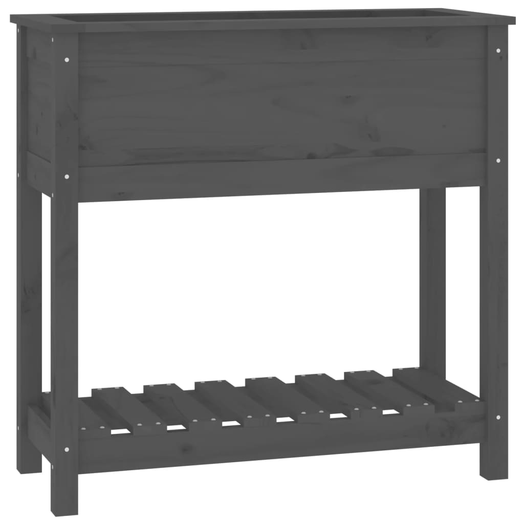 Fioriera con Mensola Grigia 82,5x34,5x81cm Legno Massello Pino | homemem39