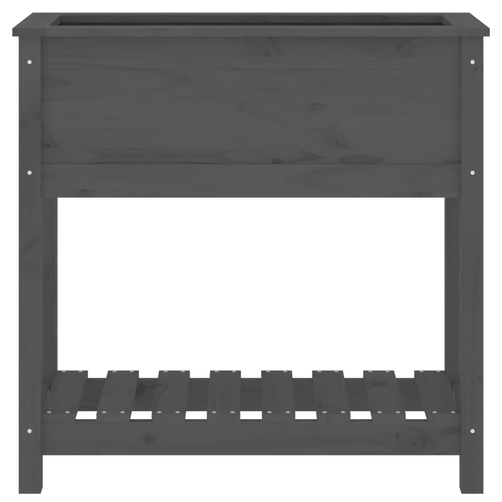 Fioriera con Mensola Grigia 82,5x34,5x81cm Legno Massello Pino | homemem39