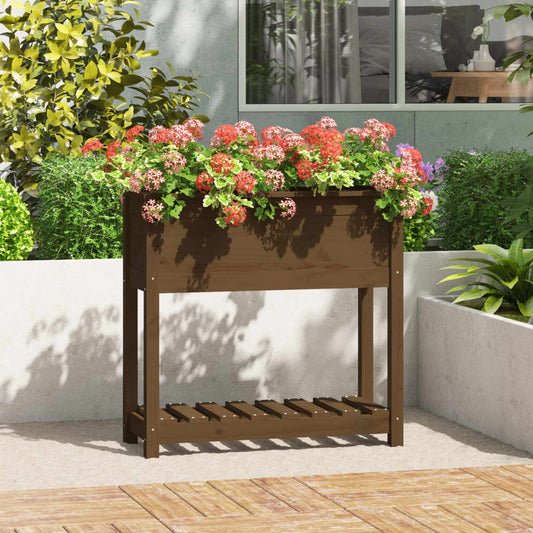 Fioriera con Mensola Ambra 82,5x34,5x81 cm Legno Massello Pino - homemem39