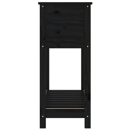 Fioriera con Mensola Nera 82,5x34,5x81cm Legno Massello di Pino | homemem39