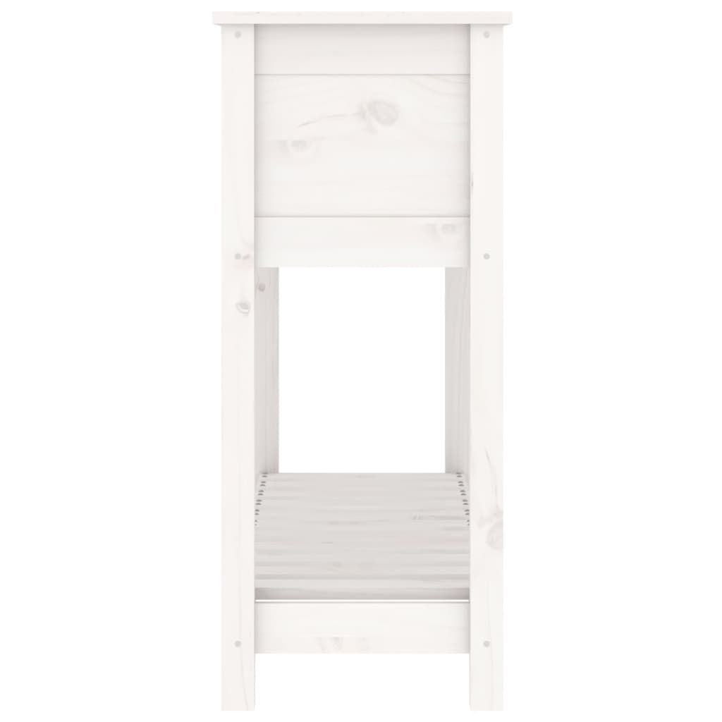 Fioriera con Mensola Bianca 111,5x34,5x81cm Legno Massello Pino - homemem39