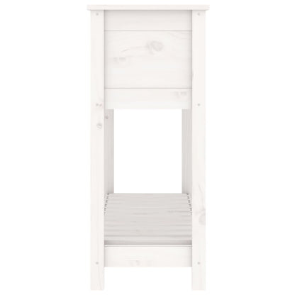 Fioriera con Mensola Bianca 111,5x34,5x81cm Legno Massello Pino - homemem39