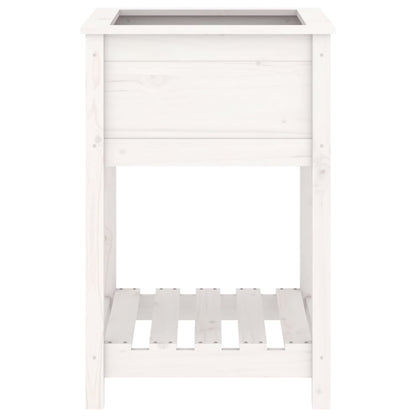 Fioriera con Mensola Bianca 54x54x81 cm Legno Massello di Pino - homemem39