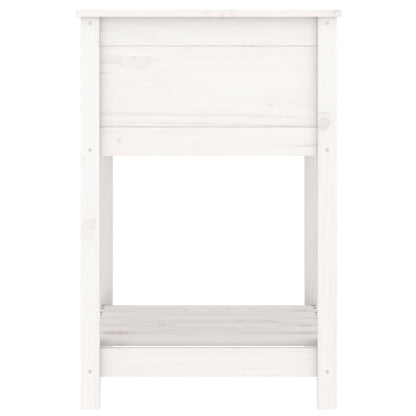 Fioriera con Mensola Bianca 54x54x81 cm Legno Massello di Pino - homemem39