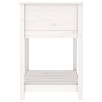 Fioriera con Mensola Bianca 82,5x54x81cm in Legno Massello Pino