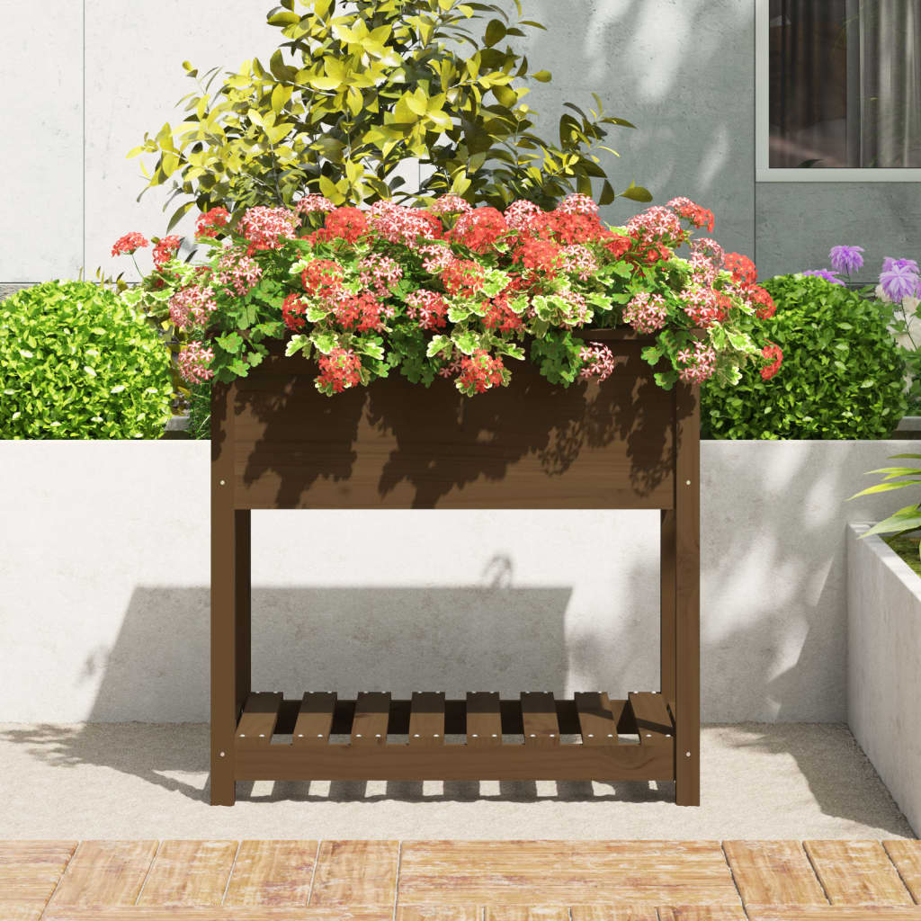 Fioriera con Mensola Ambra 82,5x54x81 cm in Legno Massello Pino | homemem39