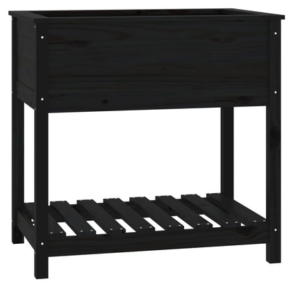 Fioriera con Mensola Nera 82,5x54x81 cm Legno Massello di Pino - homemem39