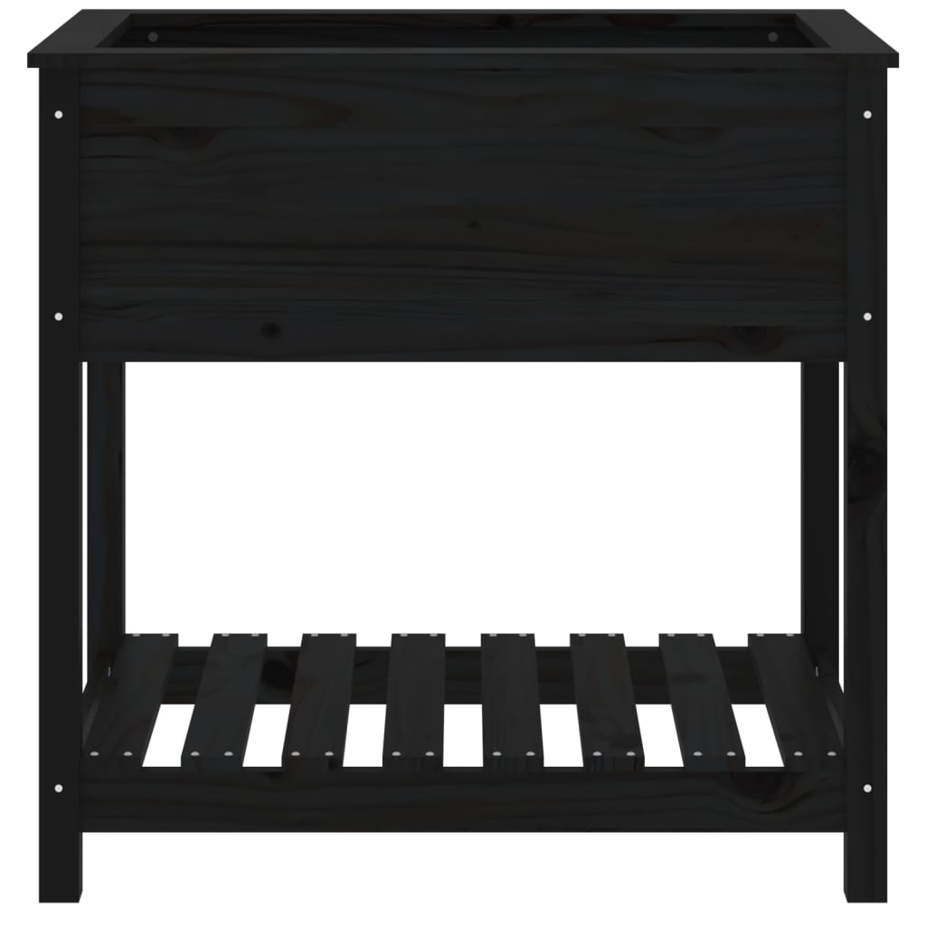 Fioriera con Mensola Nera 82,5x54x81 cm Legno Massello di Pino - homemem39