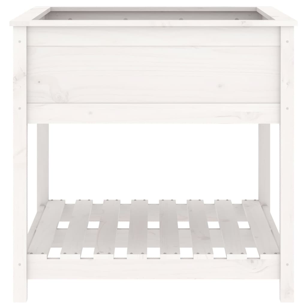 Fioriera con Mensola Bianca 82,5x82,5x81 cm Legno Massello Pino - homemem39