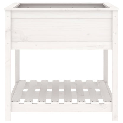 Fioriera con Mensola Bianca 82,5x82,5x81 cm Legno Massello Pino - homemem39