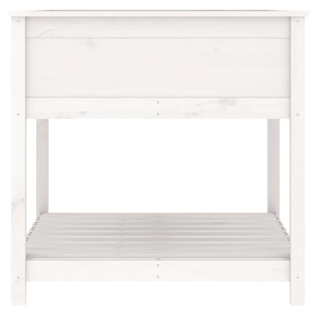 Fioriera con Mensola Bianca 82,5x82,5x81 cm Legno Massello Pino - homemem39