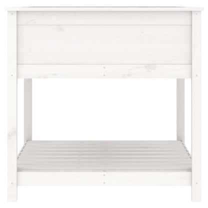 Fioriera con Mensola Bianca 82,5x82,5x81 cm Legno Massello Pino - homemem39