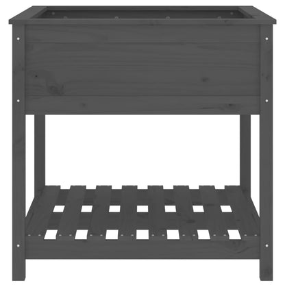 Fioriera con Mensola Grigia 82,5x82,5x81 cm Legno Massello Pino - homemem39