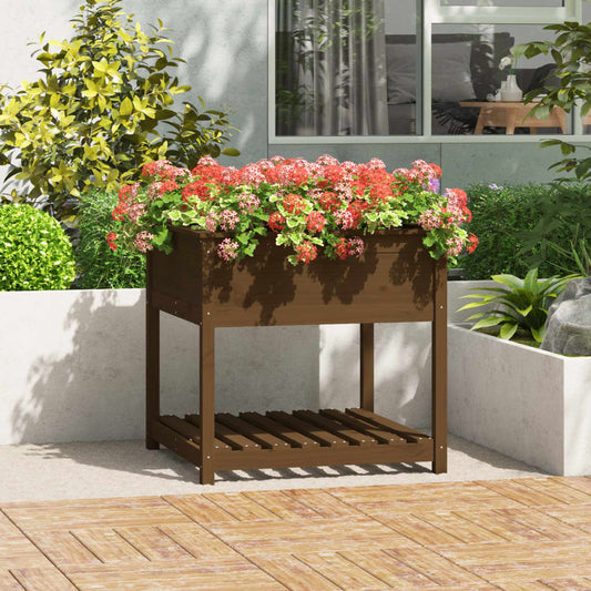 Fioriera con Mensola Ambra 82,5x82,5x81 cm Legno Massello Pino - homemem39