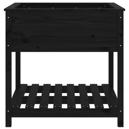 Fioriera con Mensola Nera 82,5x82,5x81cm Legno Massello di Pino - homemem39