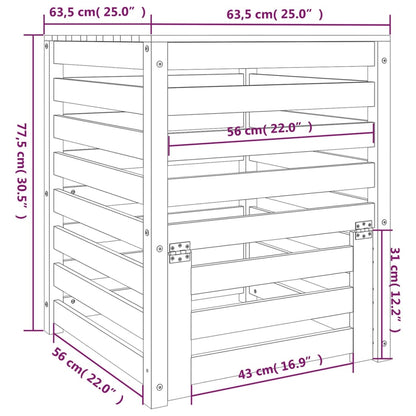 Compostiera 63,5x63,5x77,5 cm in Legno Massello di Pino - homemem39