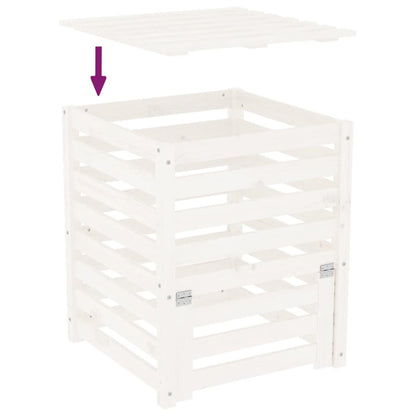 Compostiera Bianca 63,5x63,5x77,5 cm in Legno Massello di Pino - homemem39