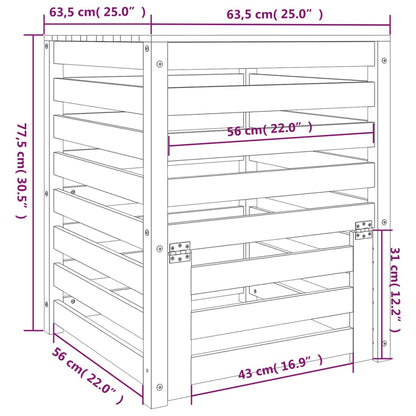 Compostiera Bianca 63,5x63,5x77,5 cm in Legno Massello di Pino - homemem39