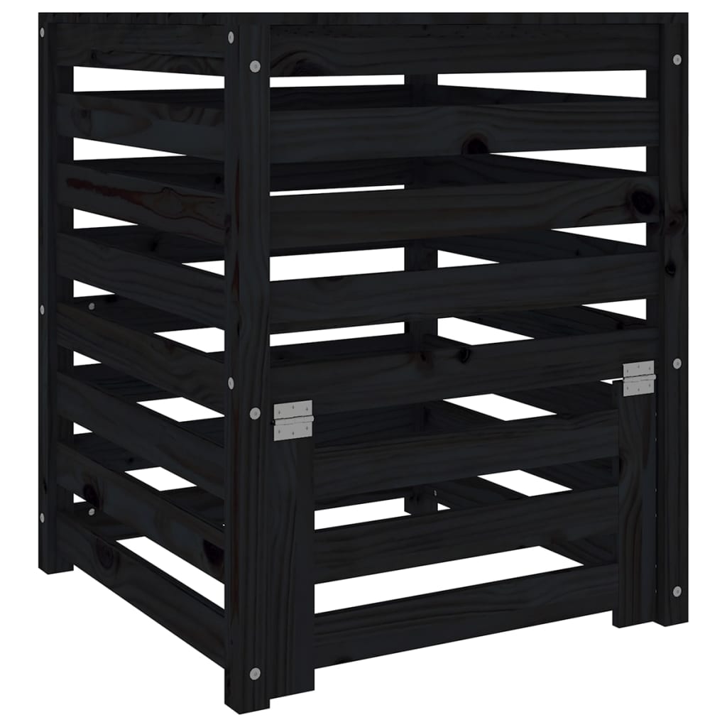 Compostiera Nera 63,5x63,5x77,5 cm in Legno Massello di Pino - homemem39