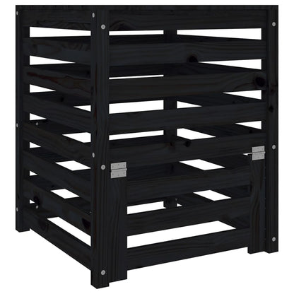 Compostiera Nera 63,5x63,5x77,5 cm in Legno Massello di Pino - homemem39