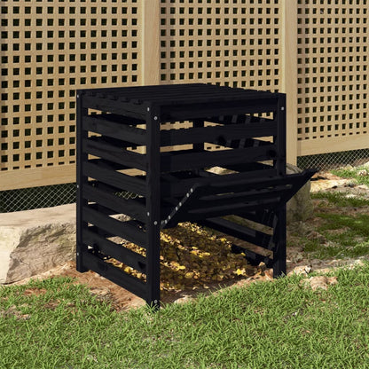 Compostiera Nera 63,5x63,5x77,5 cm in Legno Massello di Pino - homemem39