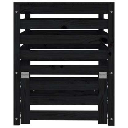 Compostiera Nera 63,5x63,5x77,5 cm in Legno Massello di Pino - homemem39