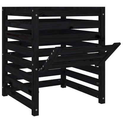 Compostiera Nera 63,5x63,5x77,5 cm in Legno Massello di Pino - homemem39