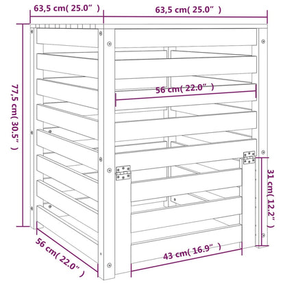 Compostiera Nera 63,5x63,5x77,5 cm in Legno Massello di Pino - homemem39
